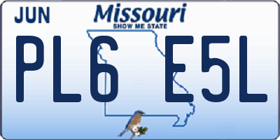 MO license plate PL6E5L