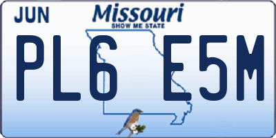 MO license plate PL6E5M