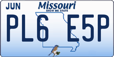 MO license plate PL6E5P