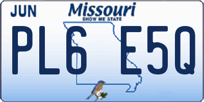 MO license plate PL6E5Q
