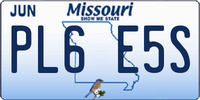MO license plate PL6E5S