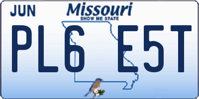 MO license plate PL6E5T