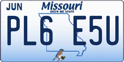 MO license plate PL6E5U