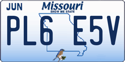 MO license plate PL6E5V