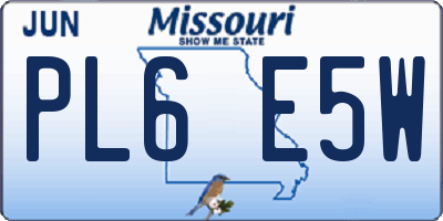 MO license plate PL6E5W