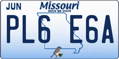 MO license plate PL6E6A