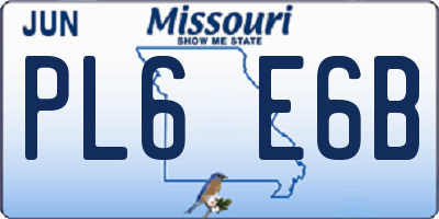 MO license plate PL6E6B