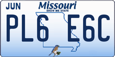 MO license plate PL6E6C