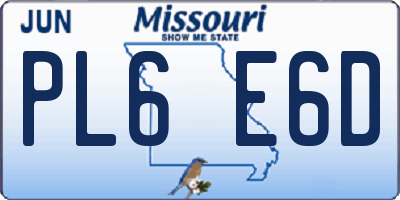 MO license plate PL6E6D