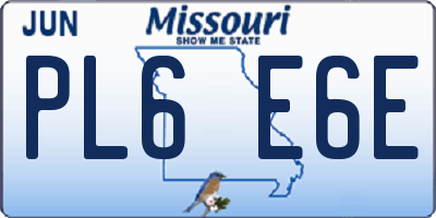 MO license plate PL6E6E