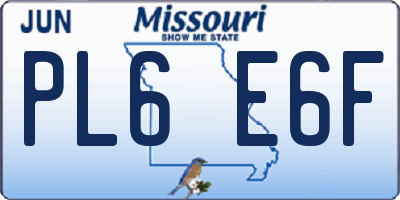 MO license plate PL6E6F