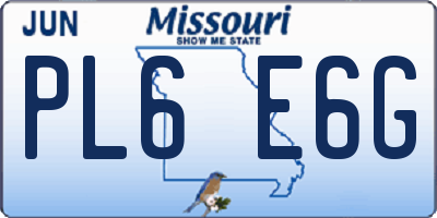 MO license plate PL6E6G