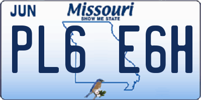 MO license plate PL6E6H