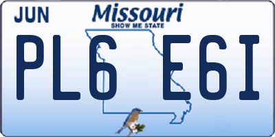 MO license plate PL6E6I