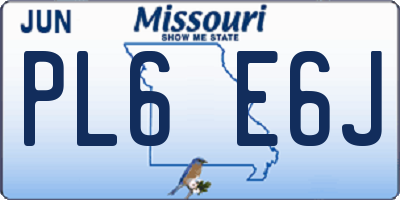 MO license plate PL6E6J