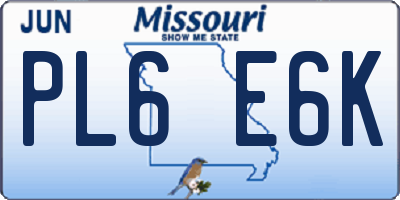MO license plate PL6E6K