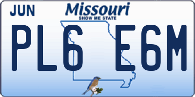 MO license plate PL6E6M