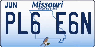 MO license plate PL6E6N