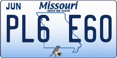 MO license plate PL6E6O