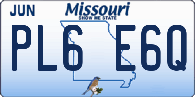 MO license plate PL6E6Q