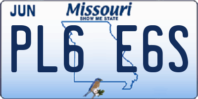 MO license plate PL6E6S