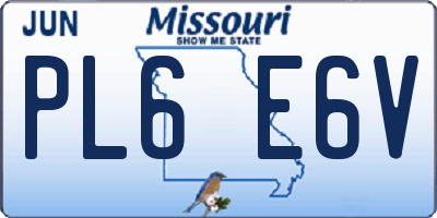 MO license plate PL6E6V