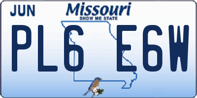 MO license plate PL6E6W
