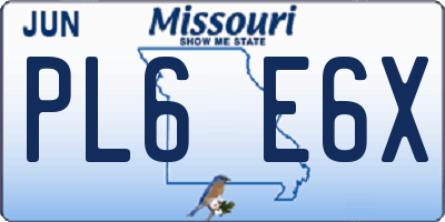 MO license plate PL6E6X