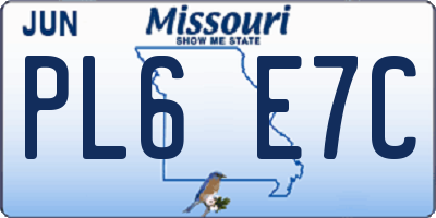 MO license plate PL6E7C