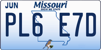 MO license plate PL6E7D