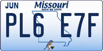 MO license plate PL6E7F