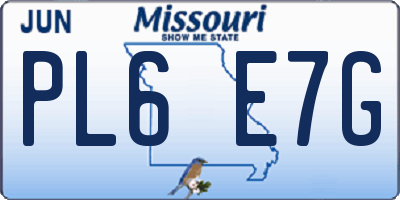 MO license plate PL6E7G