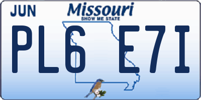 MO license plate PL6E7I