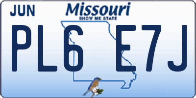 MO license plate PL6E7J
