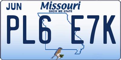 MO license plate PL6E7K