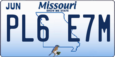 MO license plate PL6E7M