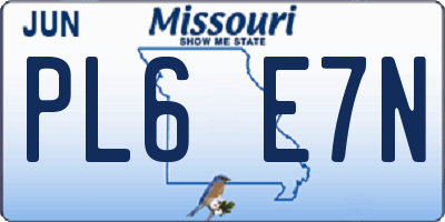 MO license plate PL6E7N