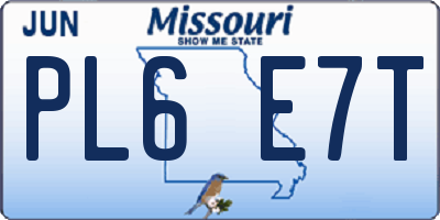 MO license plate PL6E7T