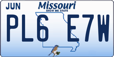MO license plate PL6E7W