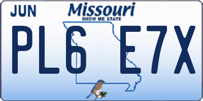 MO license plate PL6E7X
