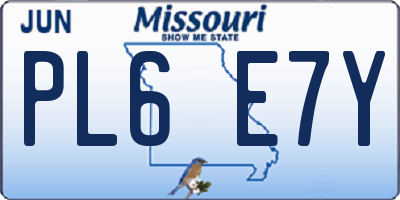 MO license plate PL6E7Y