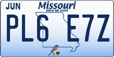 MO license plate PL6E7Z