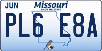 MO license plate PL6E8A