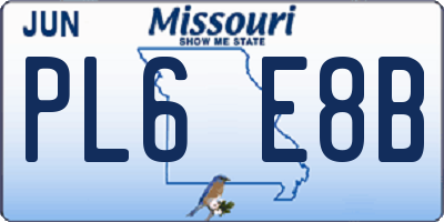 MO license plate PL6E8B