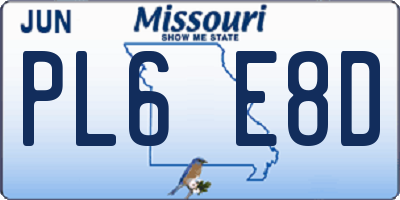 MO license plate PL6E8D