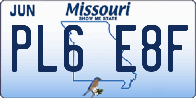 MO license plate PL6E8F