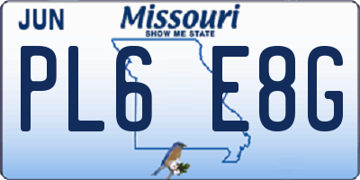 MO license plate PL6E8G