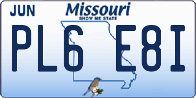 MO license plate PL6E8I