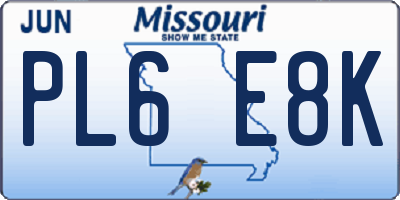 MO license plate PL6E8K