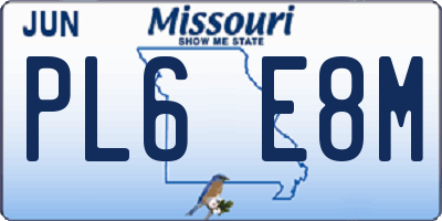 MO license plate PL6E8M